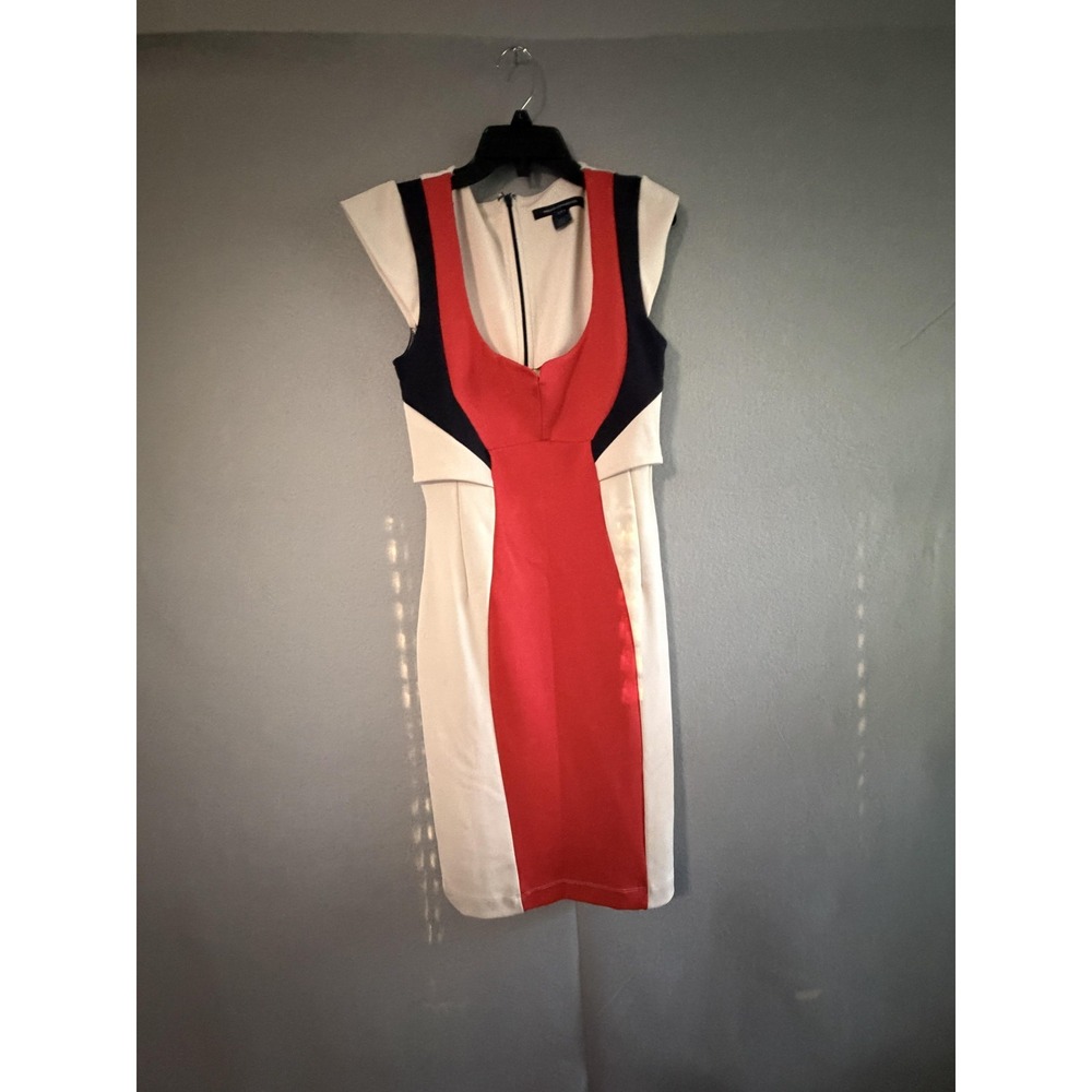 French Connection Dress Womens 8 Multicolor Colorblock Scoop‎ Sheath Knee Length